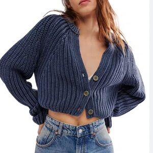 Free People Blue Knit Sweater